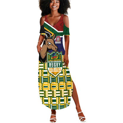 South Africa Rugby Summer Maxi Dress Go Bokke-Amabokoboko Spirit - African Pride