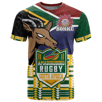 South Africa Rugby T shirt Go Bokke-Amabokoboko Spirit - African Pride