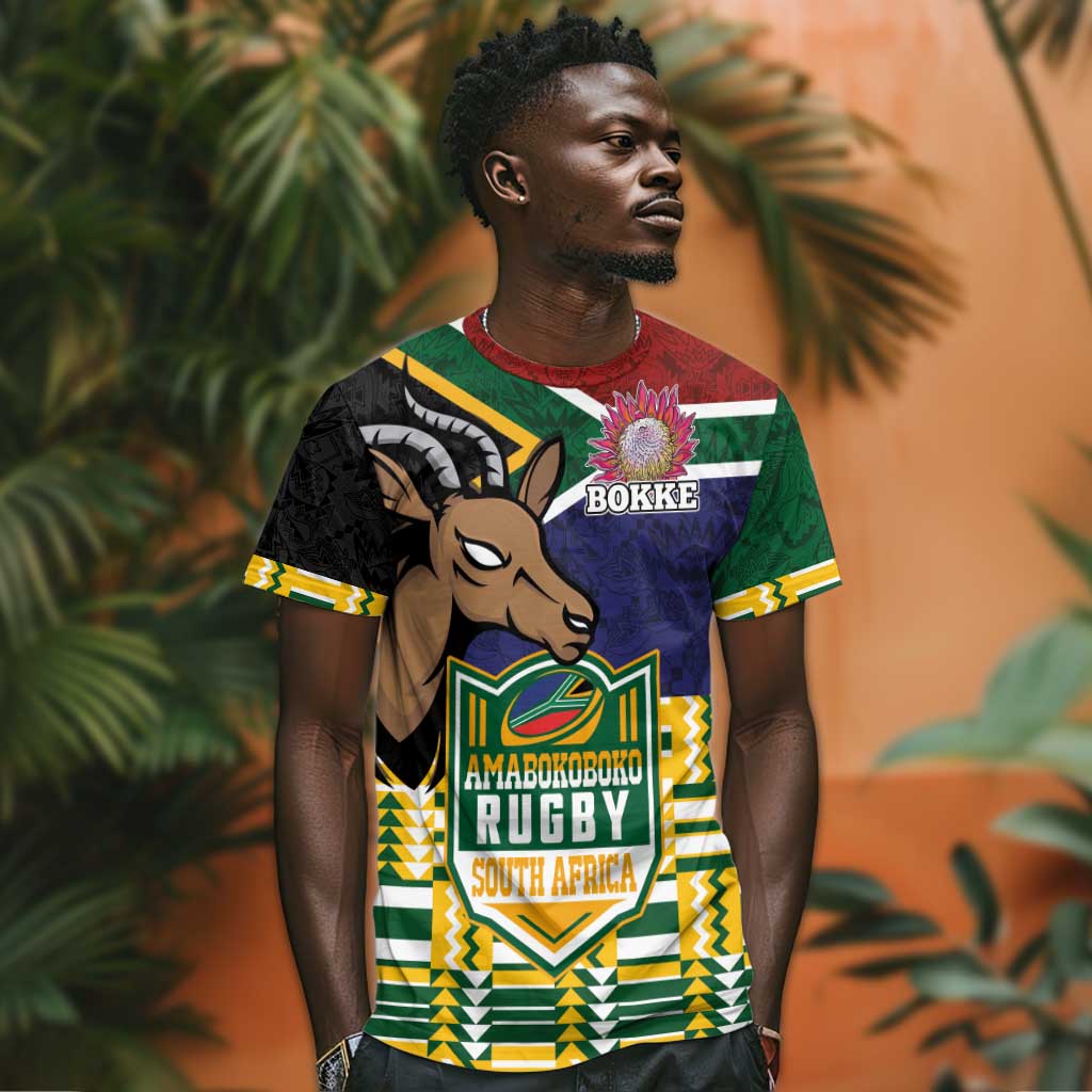 South Africa Rugby T shirt Go Bokke-Amabokoboko Spirit - African Pride