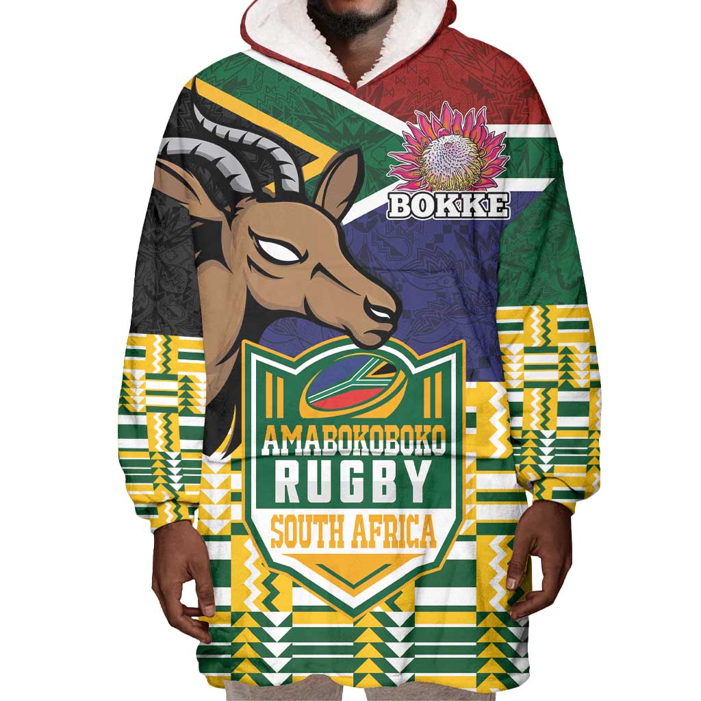 South Africa Rugby Wearable Blanket Hoodie Go Bokke-Amabokoboko Spirit - African Pride