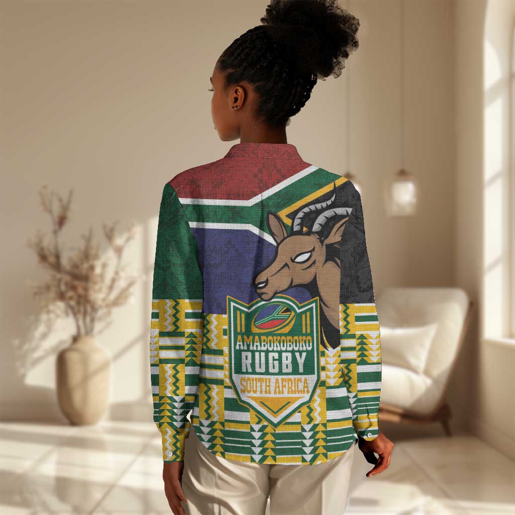 South Africa Rugby Women Casual Shirt Go Bokke-Amabokoboko Spirit - African Pride