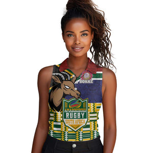 South Africa Rugby Women Sleeveless Polo Shirt Go Bokke-Amabokoboko Spirit - African Pride