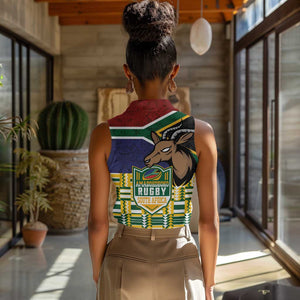 South Africa Rugby Women Sleeveless Polo Shirt Go Bokke-Amabokoboko Spirit - African Pride