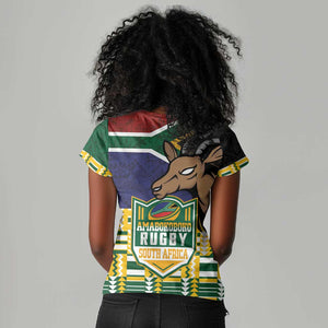 South Africa Rugby Women V-Neck T-Shirt Go Bokke-Amabokoboko Spirit - African Pride