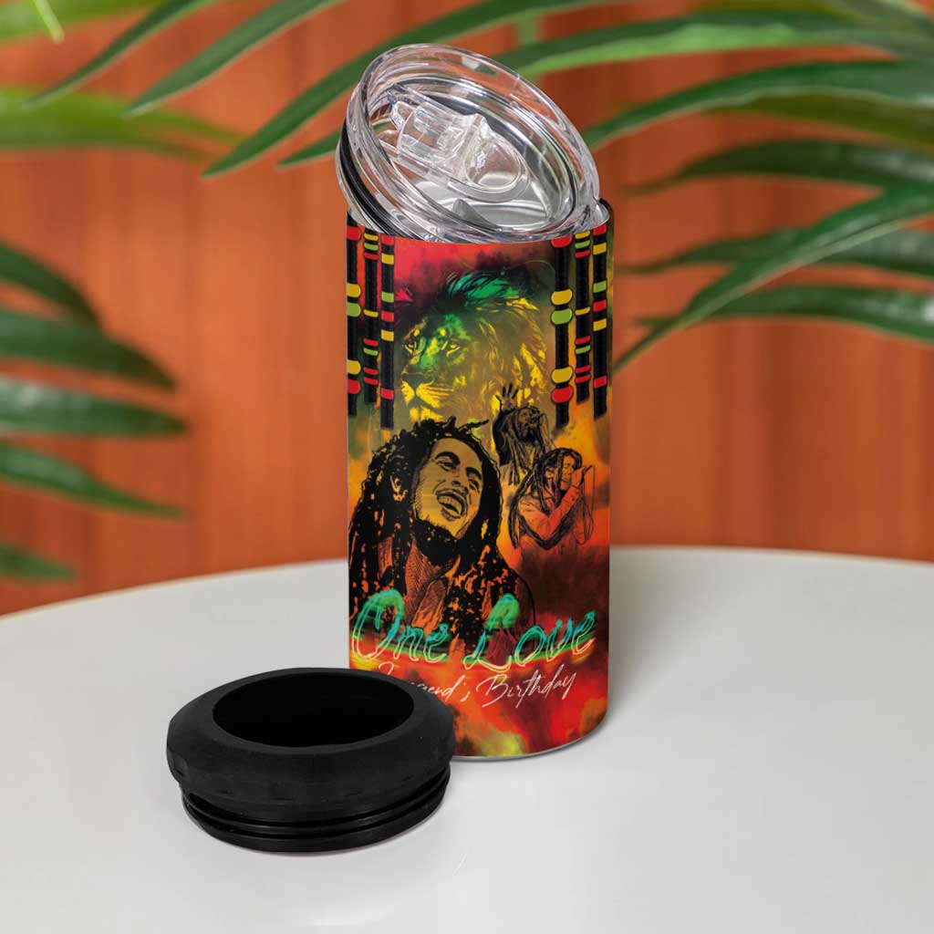 Afro-Jamaican Reggae Legend's Birthday 4 in 1 Can Cooler Tumbler One Love Jamaica