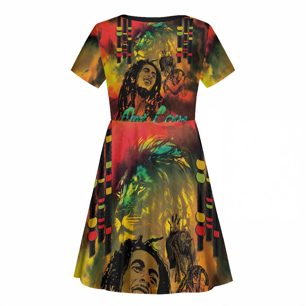 Afro-Jamaican Reggae Legend's Birthday Kid Short Sleeve Dress One Love Jamaica