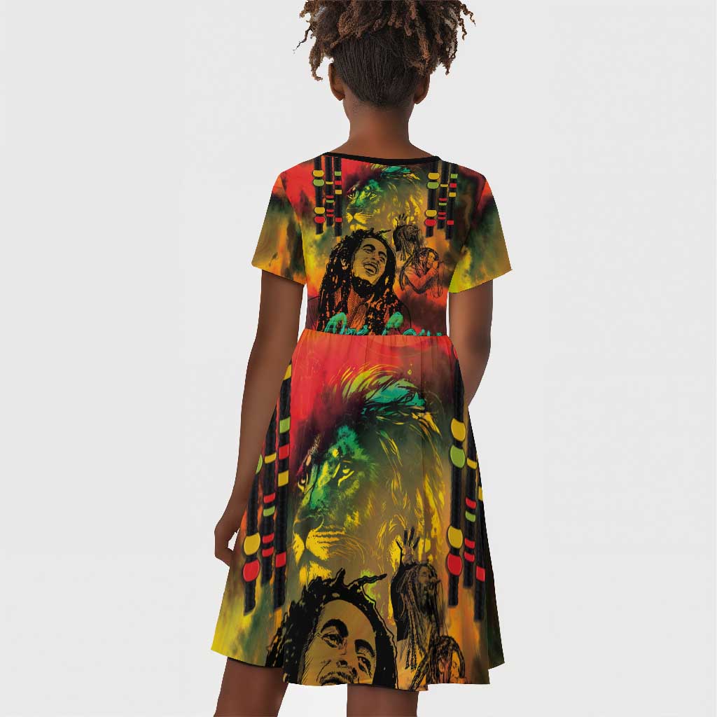 Afro-Jamaican Reggae Legend's Birthday Kid Short Sleeve Dress One Love Jamaica