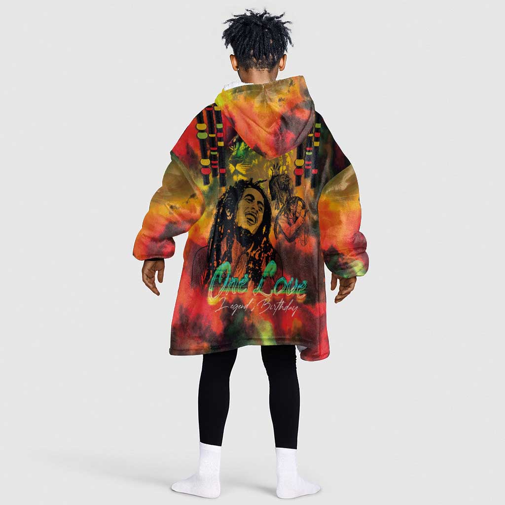 Afro-Jamaican Reggae Legend's Birthday Kid Wearable Blanket Hoodie One Love Jamaica