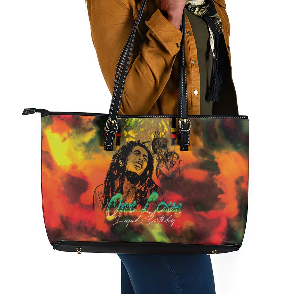 Afro-Jamaican Reggae Legend's Birthday Leather Tote Bag One Love Jamaica