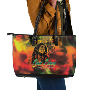 Afro-Jamaican Reggae Legend's Birthday Leather Tote Bag One Love Jamaica