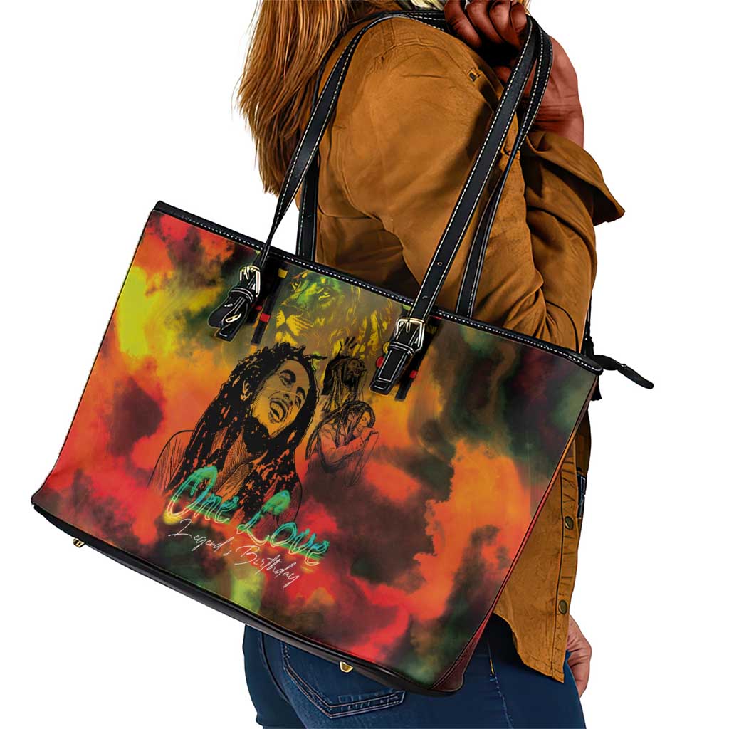 Afro-Jamaican Reggae Legend's Birthday Leather Tote Bag One Love Jamaica