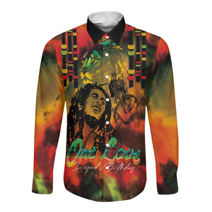 Afro-Jamaican Reggae Legend's Birthday Long Sleeve Button Shirt One Love Jamaica