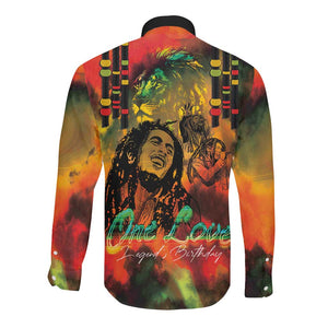 Afro-Jamaican Reggae Legend's Birthday Long Sleeve Button Shirt One Love Jamaica