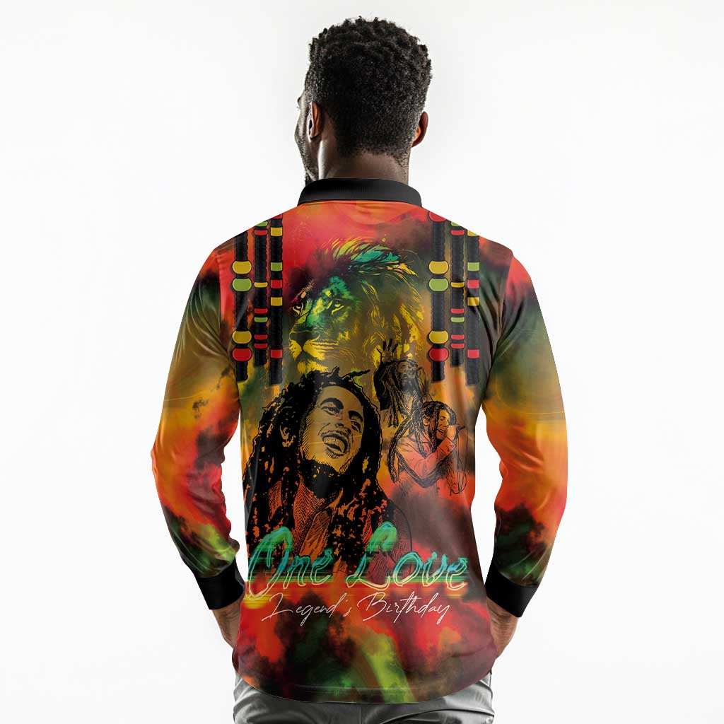 Afro-Jamaican Reggae Legend's Birthday Long Sleeve Polo Shirt One Love Jamaica