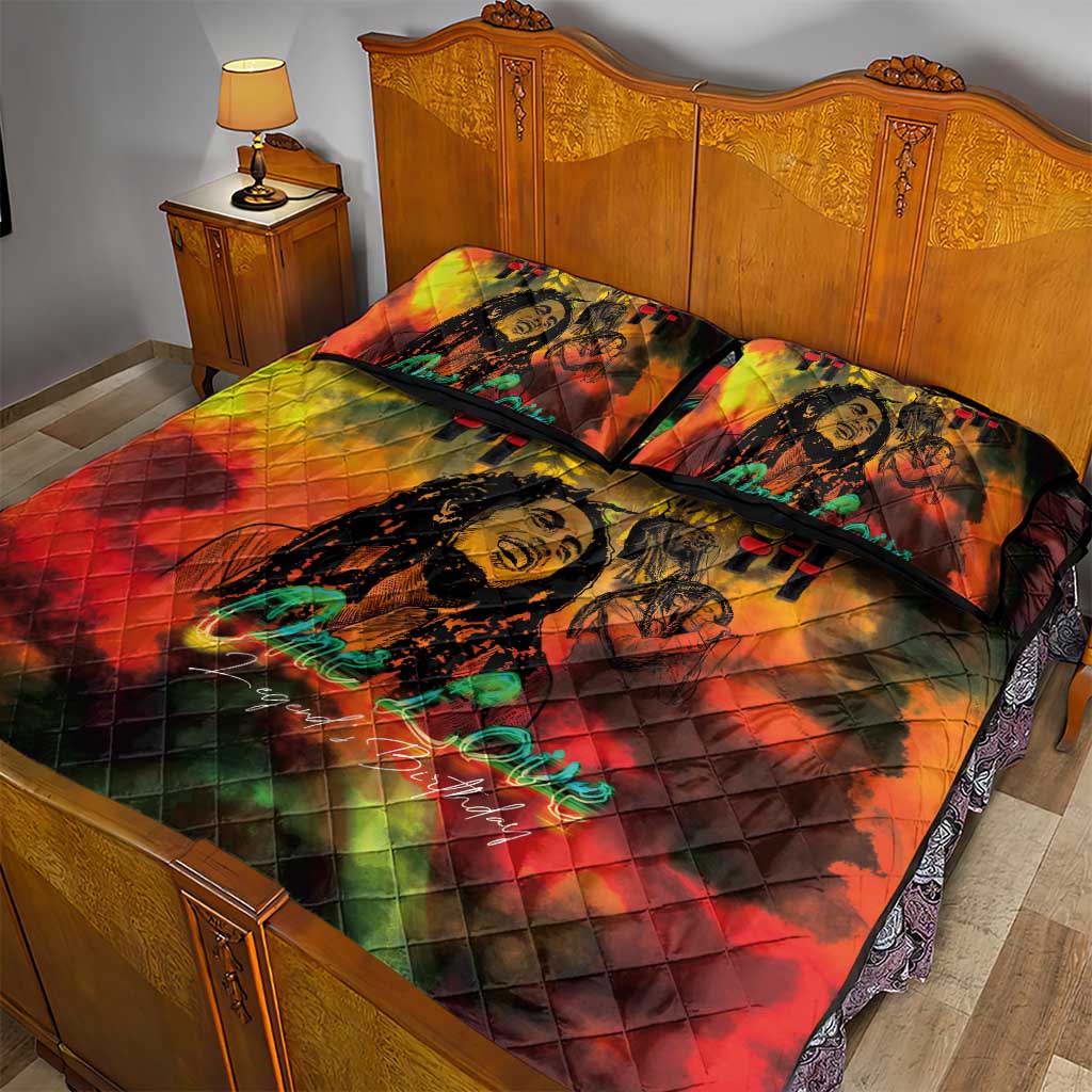 Afro-Jamaican Reggae Legend's Birthday Quilt Bed Set One Love Jamaica