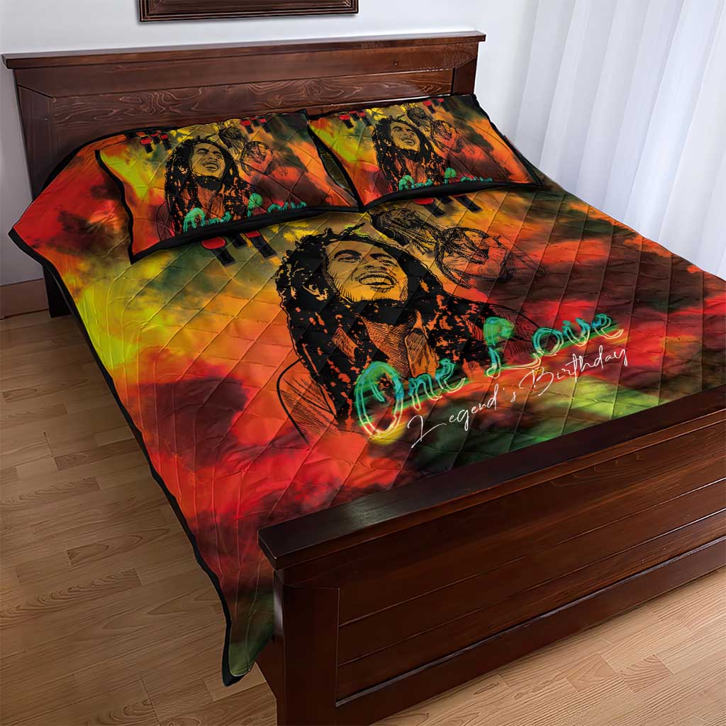 Afro-Jamaican Reggae Legend's Birthday Quilt Bed Set One Love Jamaica