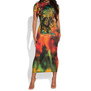 Afro-Jamaican Reggae Legend's Birthday Short Sleeve Bodycon Dress One Love Jamaica LT03