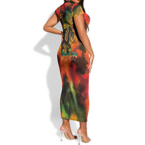 Afro-Jamaican Reggae Legend's Birthday Short Sleeve Bodycon Dress One Love Jamaica LT03