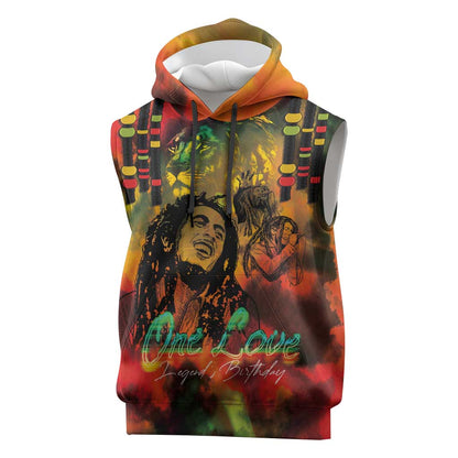 Afro-Jamaican Reggae Legend's Birthday Sleeveless Hoodie One Love Jamaica - African Pride