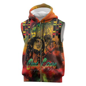Afro-Jamaican Reggae Legend's Birthday Sleeveless Zip Hoodie One Love Jamaica - African Pride