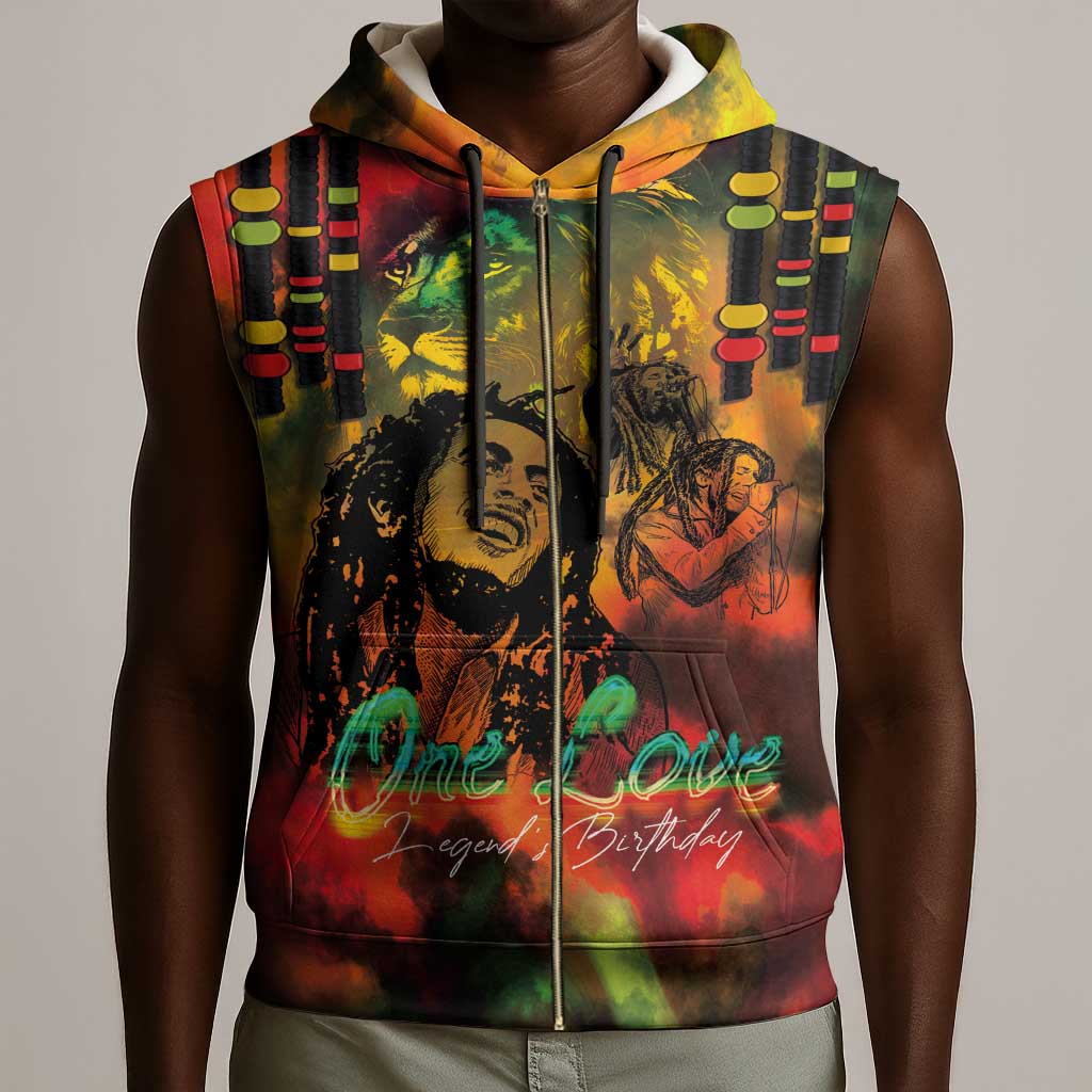 Afro-Jamaican Reggae Legend's Birthday Sleeveless Zip Hoodie One Love Jamaica - African Pride