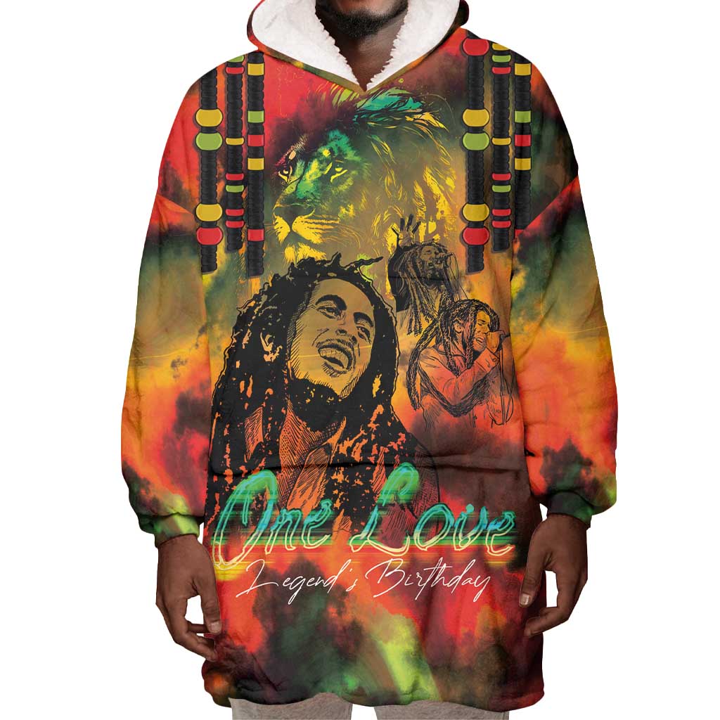 Afro-Jamaican Reggae Legend's Birthday Wearable Blanket Hoodie One Love Jamaica