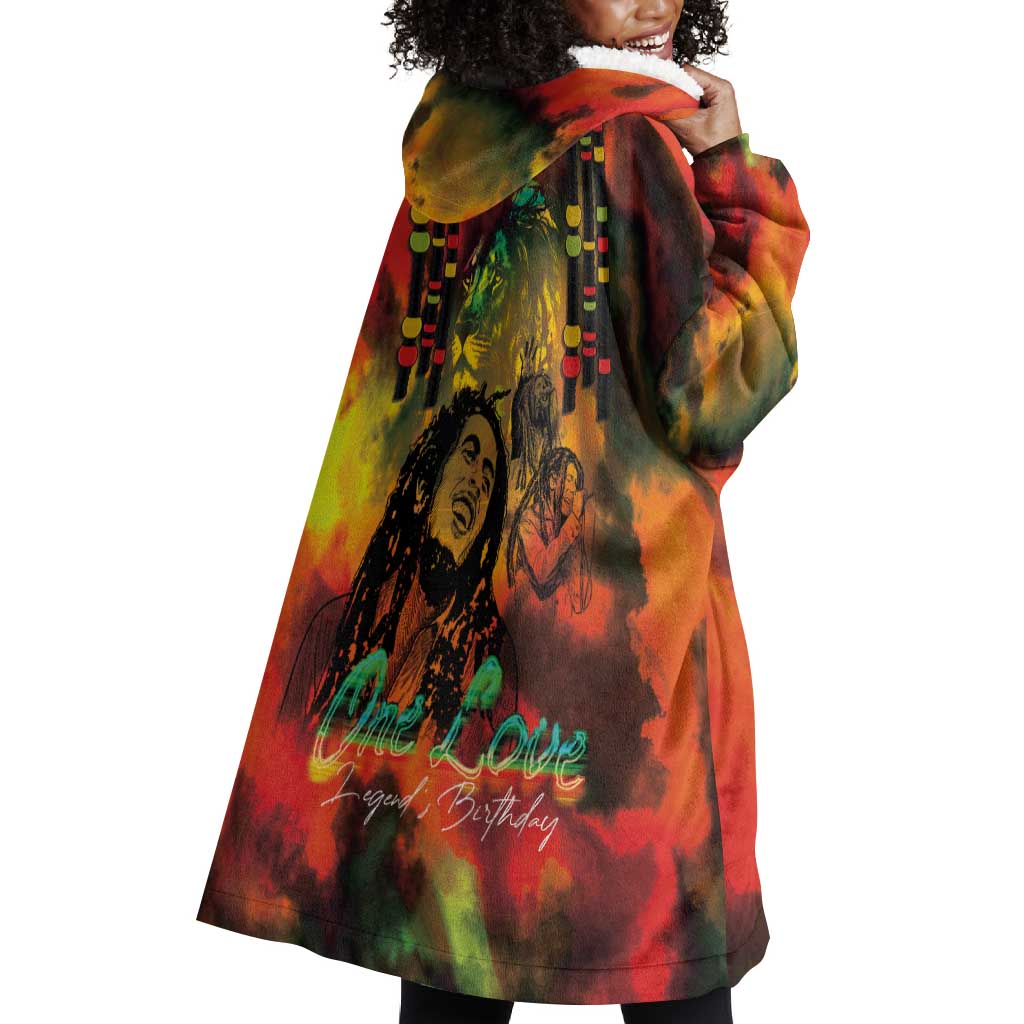 Afro-Jamaican Reggae Legend's Birthday Wearable Blanket Hoodie One Love Jamaica