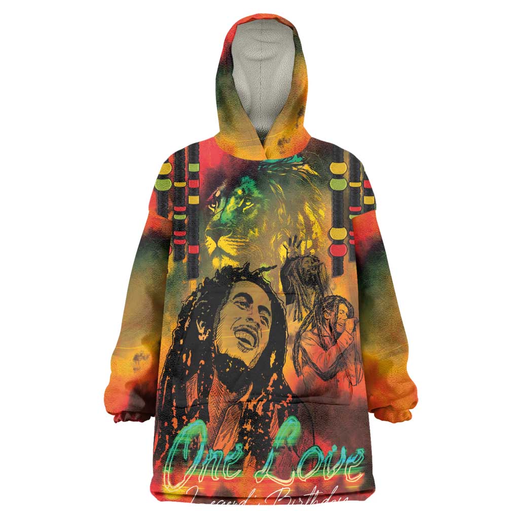 Afro-Jamaican Reggae Legend's Birthday Wearable Blanket Hoodie One Love Jamaica