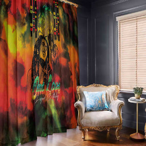 Afro-Jamaican Reggae Legend's Birthday Window Curtain One Love Jamaica