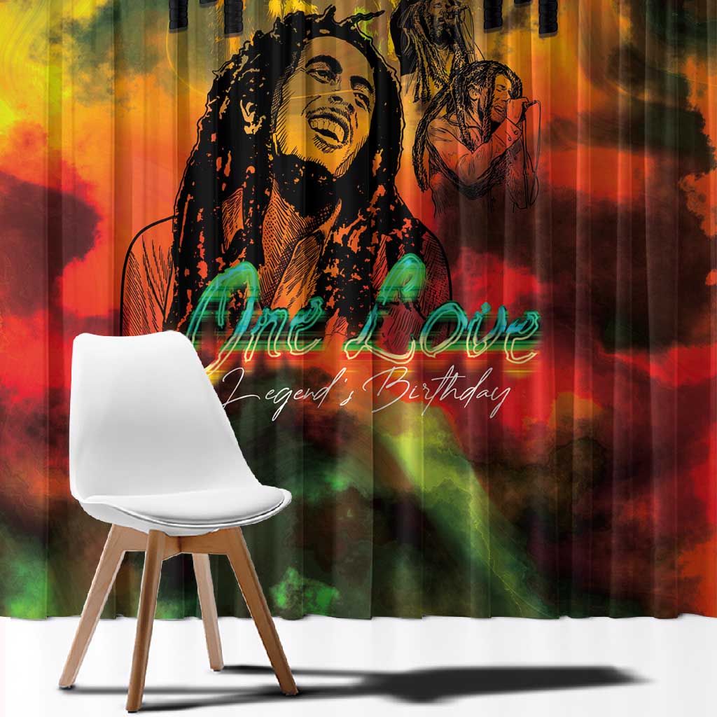 Afro-Jamaican Reggae Legend's Birthday Window Curtain One Love Jamaica