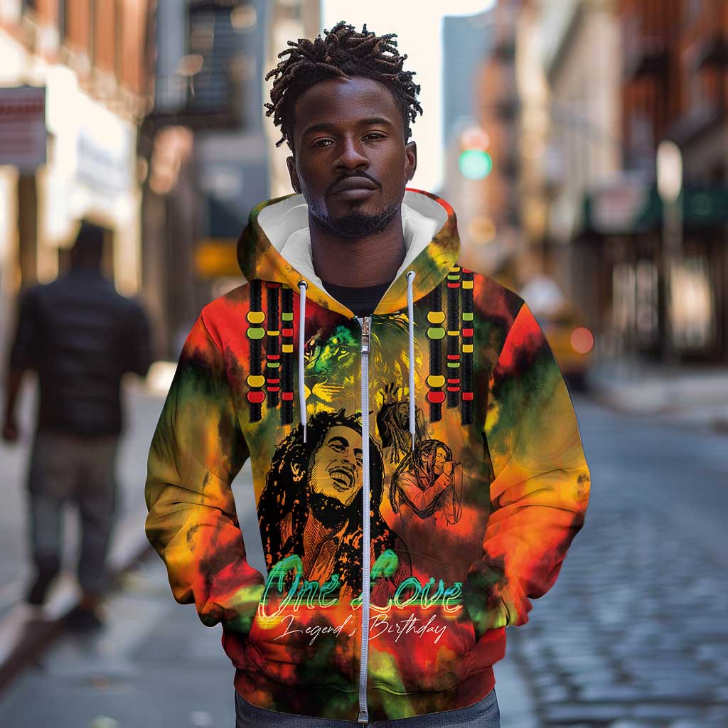 Afro-Jamaican Reggae Legend's Birthday Zip Hoodie One Love Jamaica