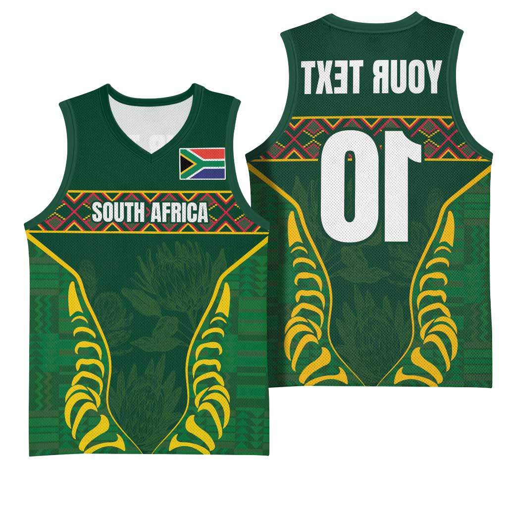 Custom South Africa Rugby Basketball Jersey Springboks Spirit and King Protea - African Pride