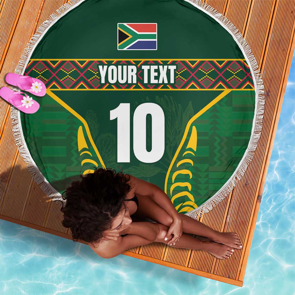 Custom South Africa Rugby Beach Blanket Springboks Spirit and King Protea