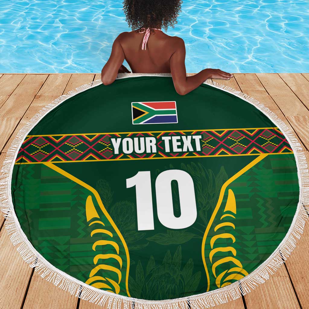 Custom South Africa Rugby Beach Blanket Springboks Spirit and King Protea