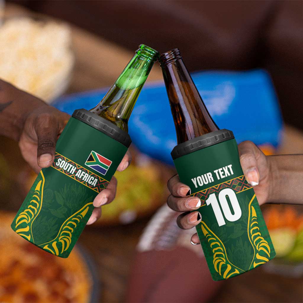 Custom South Africa Rugby 4 in 1 Can Cooler Tumbler Springboks Spirit and King Protea