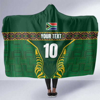 Custom South Africa Rugby Hooded Blanket Springboks Spirit and King Protea