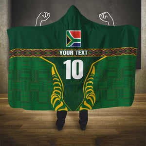 Custom South Africa Rugby Hooded Blanket Springboks Spirit and King Protea