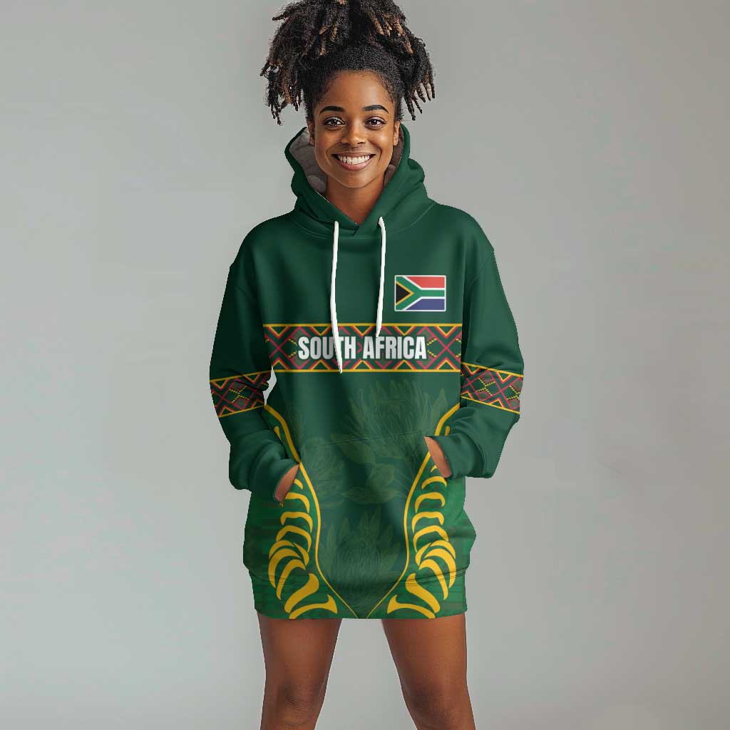 Custom South Africa Rugby Hoodie Dress Springboks Spirit and King Protea