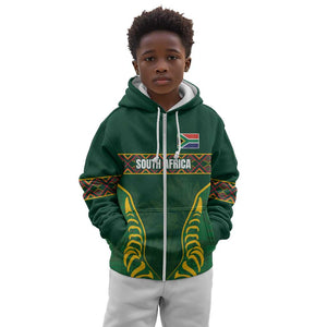 Custom South Africa Rugby Kid Hoodie Springboks Spirit and King Protea