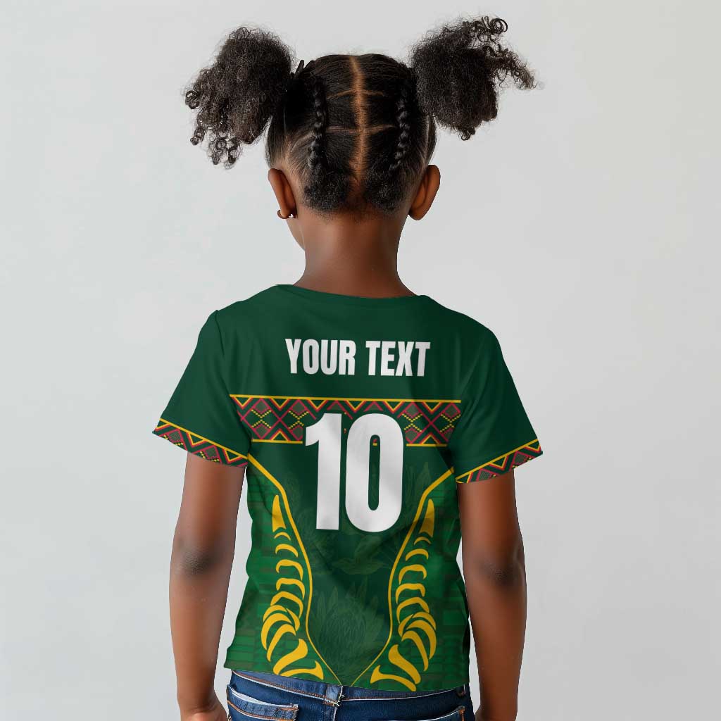 Custom South Africa Rugby Kid T shirt Springboks Spirit and King Protea