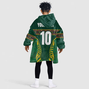 Custom South Africa Rugby Kid Wearable Blanket Hoodie Springboks Spirit and King Protea
