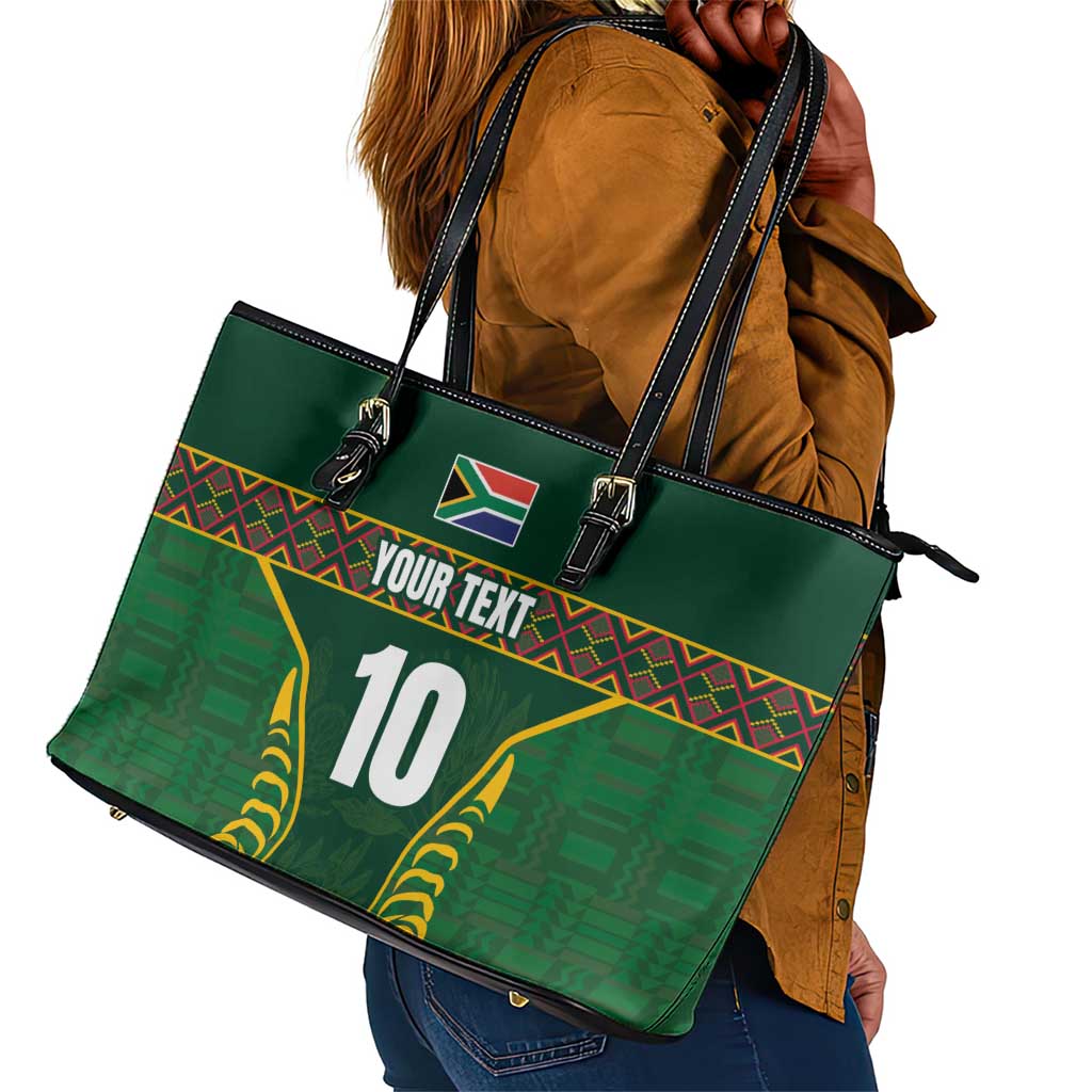 Custom South Africa Rugby Leather Tote Bag Springboks Spirit and King Protea
