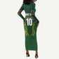 Custom South Africa Rugby Long Sleeve Bodycon Dress Springboks Spirit and King Protea LT03