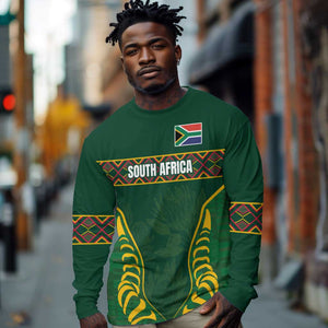 Custom South Africa Rugby Long Sleeve Shirt Springboks Spirit and King Protea
