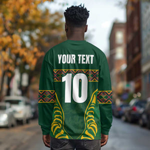 Custom South Africa Rugby Long Sleeve Shirt Springboks Spirit and King Protea