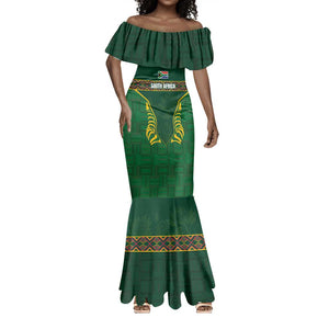 Custom South Africa Rugby Mermaid Dress Springboks Spirit and King Protea