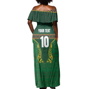 Custom South Africa Rugby Off Shoulder Maxi Dress Springboks Spirit and King Protea