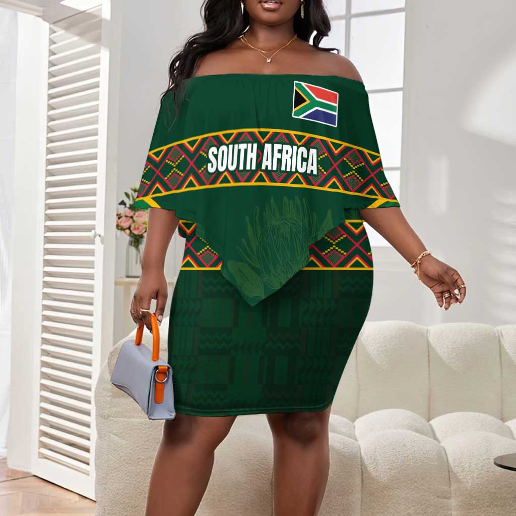 Custom South Africa Rugby Off Shoulder Short Dress Springboks Spirit and King Protea