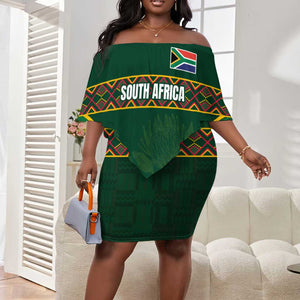 Custom South Africa Rugby Off Shoulder Short Dress Springboks Spirit and King Protea