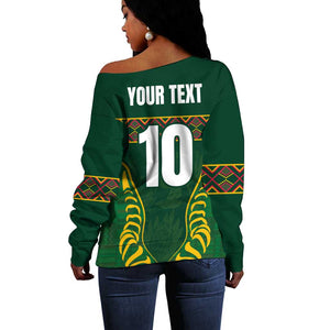 Custom South Africa Rugby Off Shoulder Sweater Springboks Spirit and King Protea
